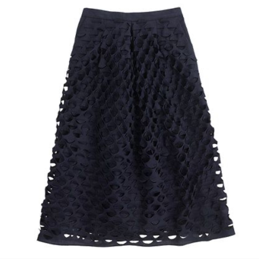 J. Crew laser cut midi skirt in navy blue